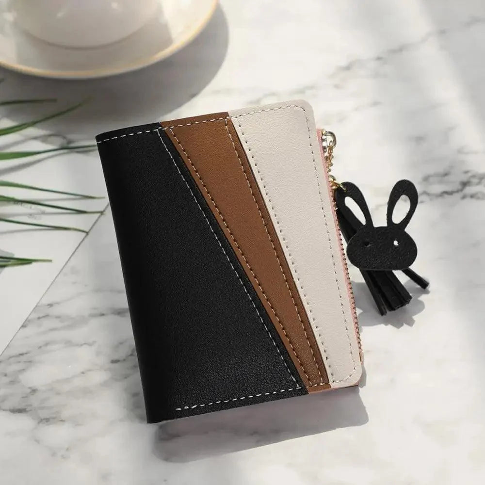 Charming Hit Color Short Tassels Wallets,Bags Zipper PU Leather, Card Holder, Pendant Coin Purse, Card Cash Clutch For Women And Girls