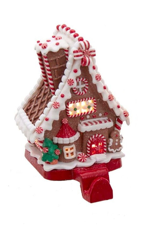 Lighted Gingerbread House Stocking Hanger - Cottage