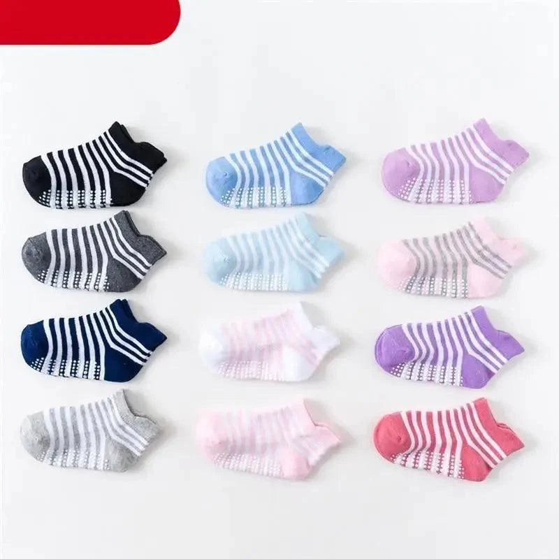 Children Cotton  6 Pairs/Set Anti-slip Socks For Boys Girl Rubber Kid Floor Sock With Grips For 0 To 6 Years Kids