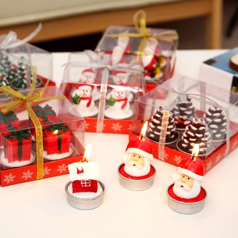 Christmas Candles Paraffin Home Desktop Decorations Tea light Candles Handmade Delicate Santa Snowman Acorn Tree Candles For Christmas Home Decoration Gifts Wedding Party Holiday Lights Christmas Ornaments