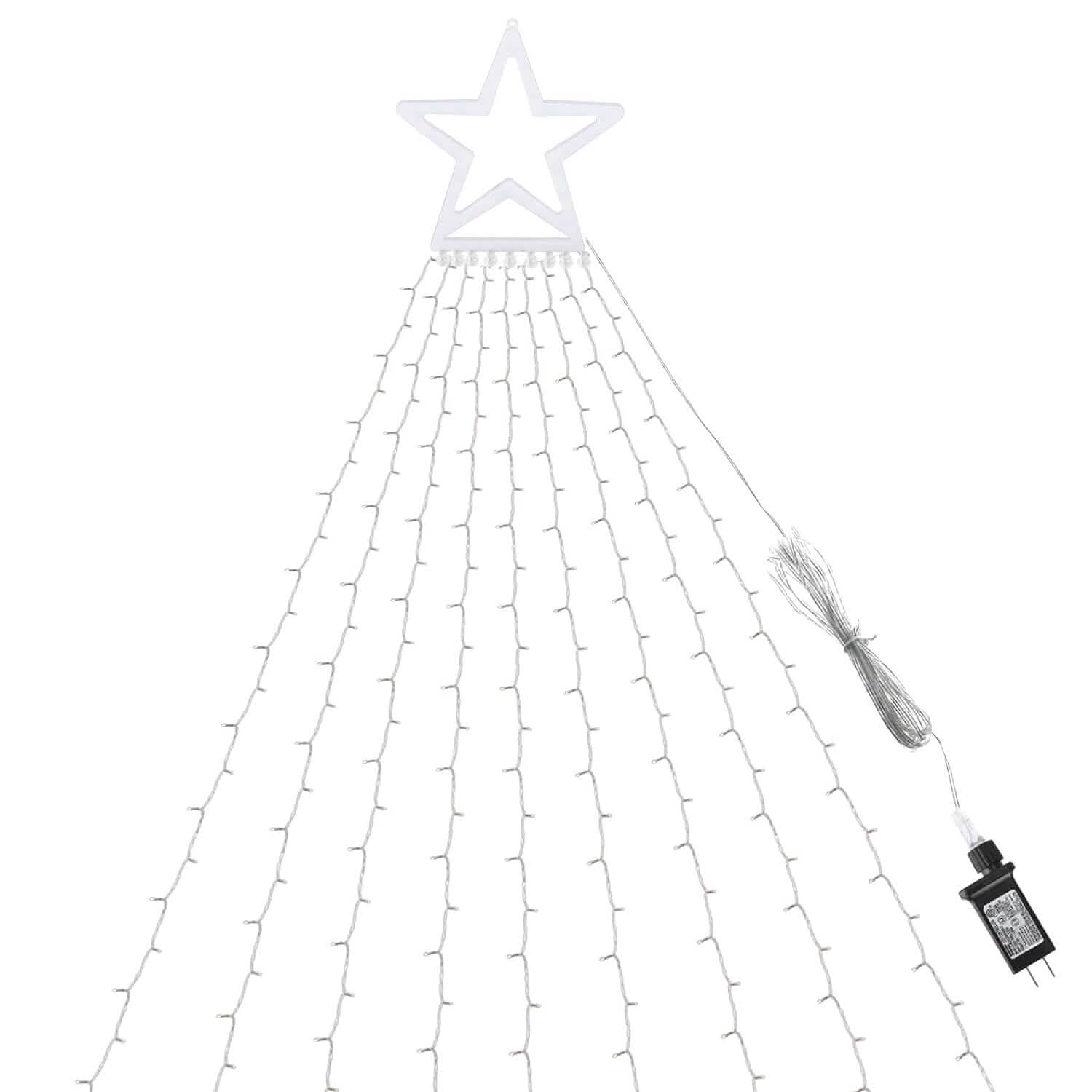 Christmas Hanging Waterfall String Light with Topper Star