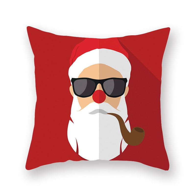Christmas Xmas Red Pillow Case Tree Decoration Xmas Series Cushion Cover Case Pillow Zippered Square Pillowcase Santa Claus Cushion Cover Christmas Decorations For Home Snowman 45x45CM