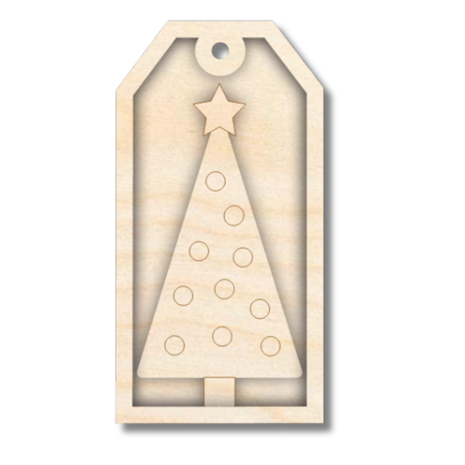 Unfinished Wood Layered Christmas Gift Tags | 14 Options | 3 Piece | 4"-6" Tall | 1/8" Wood | Wood Craft DIY