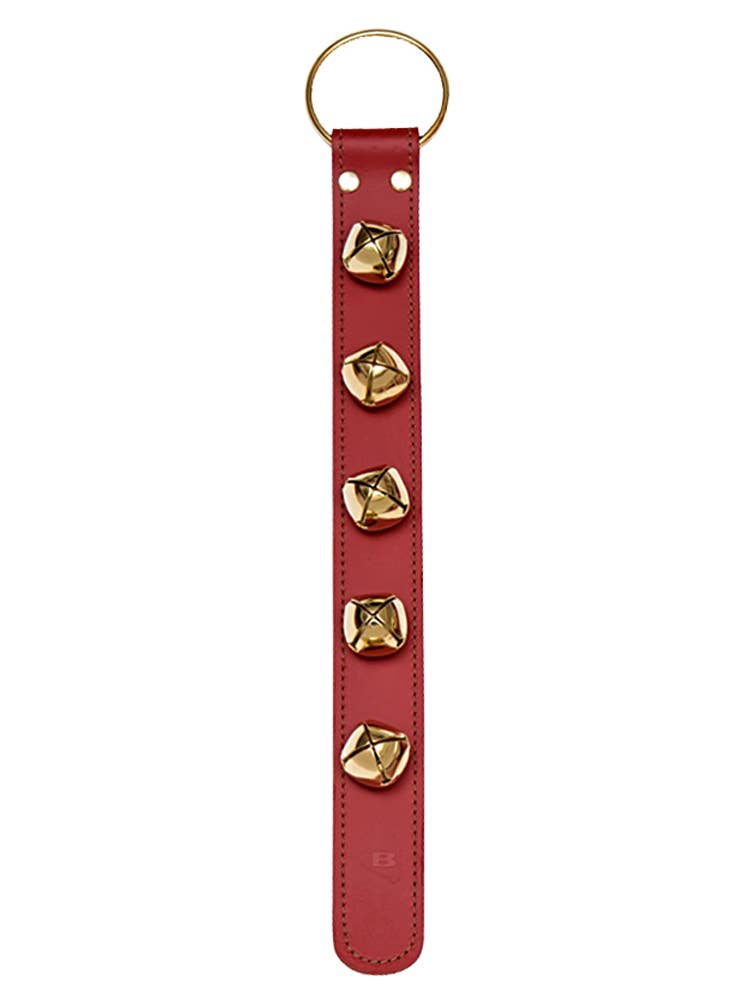 Sleigh Bell Strap with 5 Brass Bells - Red