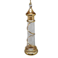 Glass Lighthouse Ornament With Gold Accent - Yellow