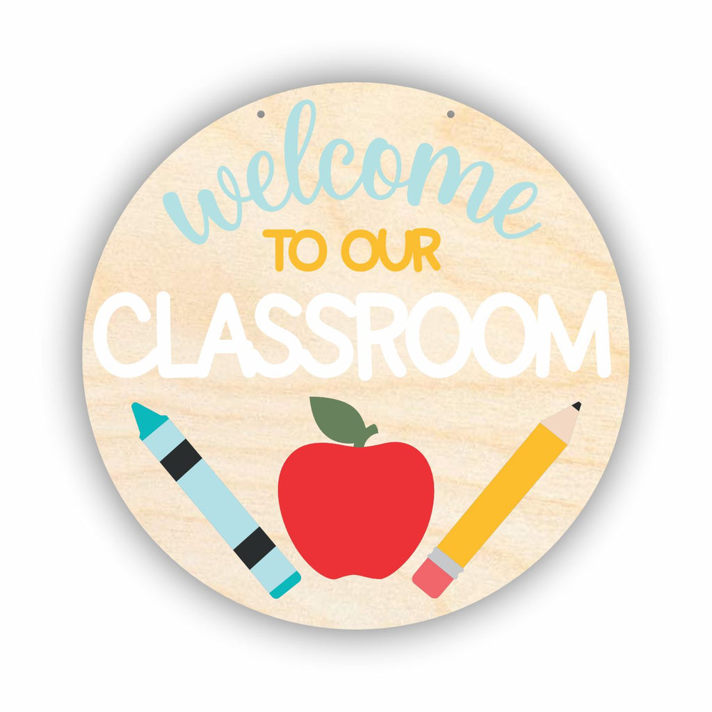 Unfinished Wood Welcome to our Classroom Door Sign Kit | Wood Craft Cutouts | 1/4" Thick |