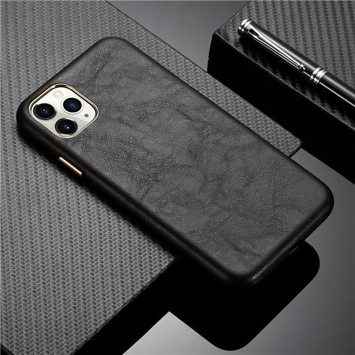 Classic Leather Case Compatible with iPhone Slim Leather Protective Case Midnight Green Luxury Genuine Leather Cover For iPhone 14 Pro 13 12 11 Pro Max X XS XR 7 8 Plus Case Vintage Leather Business Men Iphone Case