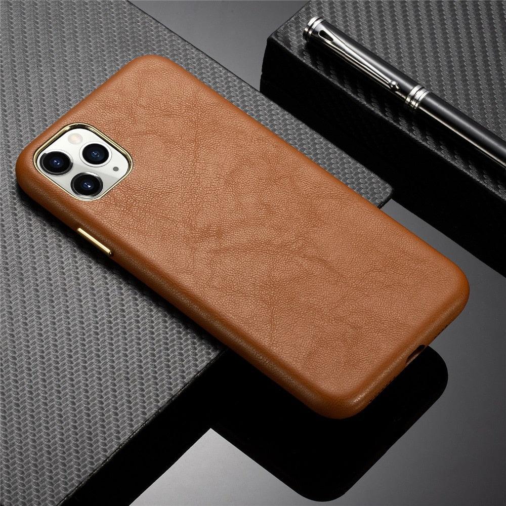 Classic Leather Case Compatible with iPhone Slim Leather Protective Case Midnight Green Luxury Genuine Leather Cover For iPhone 14 Pro 13 12 11 Pro Max X XS XR 7 8 Plus Case Vintage Leather Business Men Iphone Case