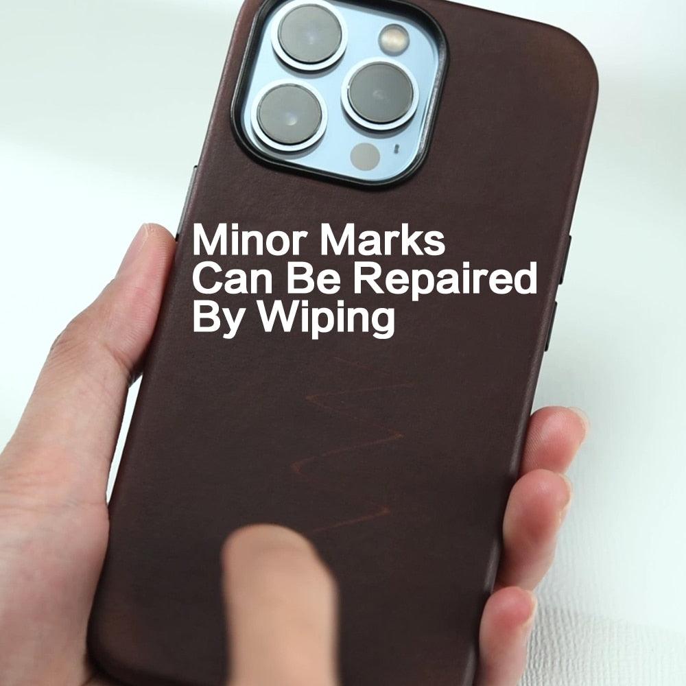 Classic Simple Brown Black Shockproof Drop Proof Phone Case Protective Genuine Leather Case for iPhone 13 Pro Max Business Case for iPhone 13 Mini Classic Magnetic Charging Phone Back Cover