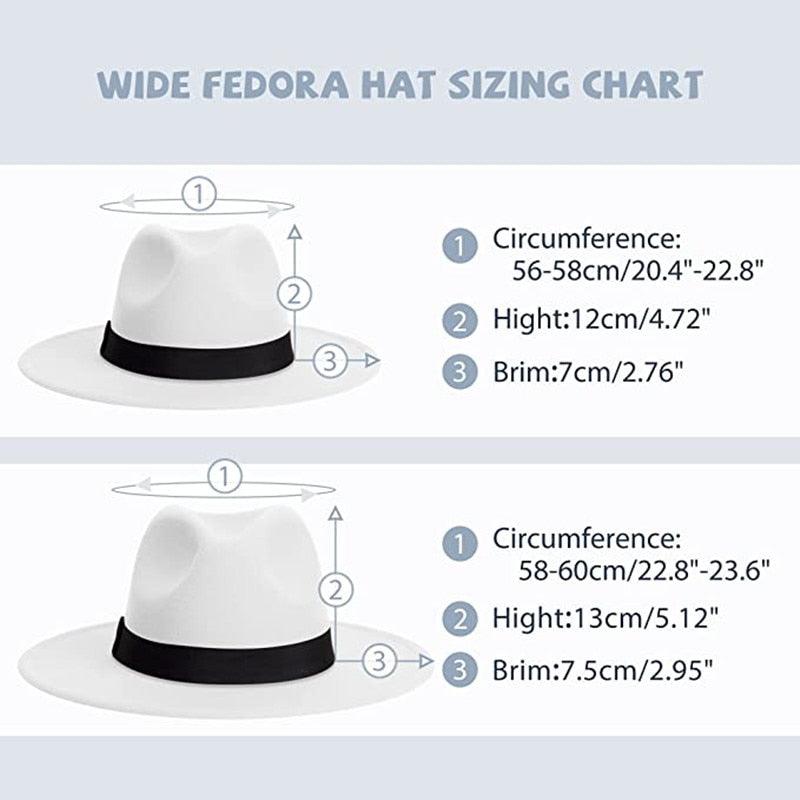 Classic Wide Brim Fedora Hat Men Women Two Colors Fedora Hats Cowboy Hat White Blue Belt Beautiful Design Soft Unisex Party Formal Hat 56-58CM