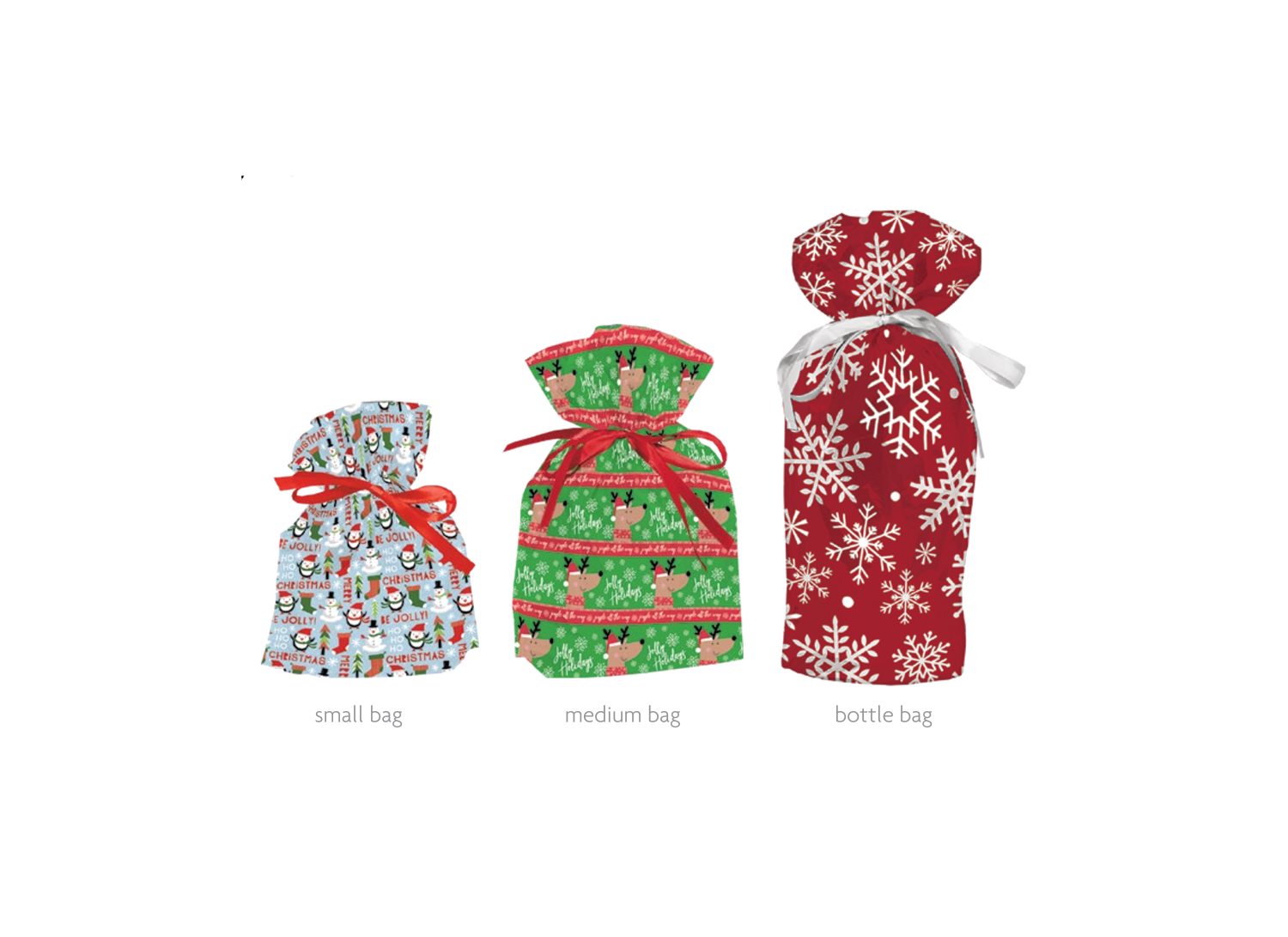 Wrap In A Hurry Pull String Gift Bag 6 piece Assortment - Style 1