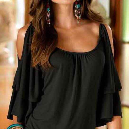 Cold Shoulder Ruffle Top - Assorted Sizes