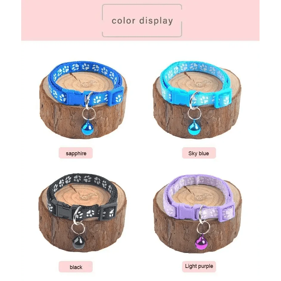 Colorful Super Soft Nylon Pet Adjustable Collars Cute Print Collar Stylish Footprint Pets Necklace Collars For Dogs