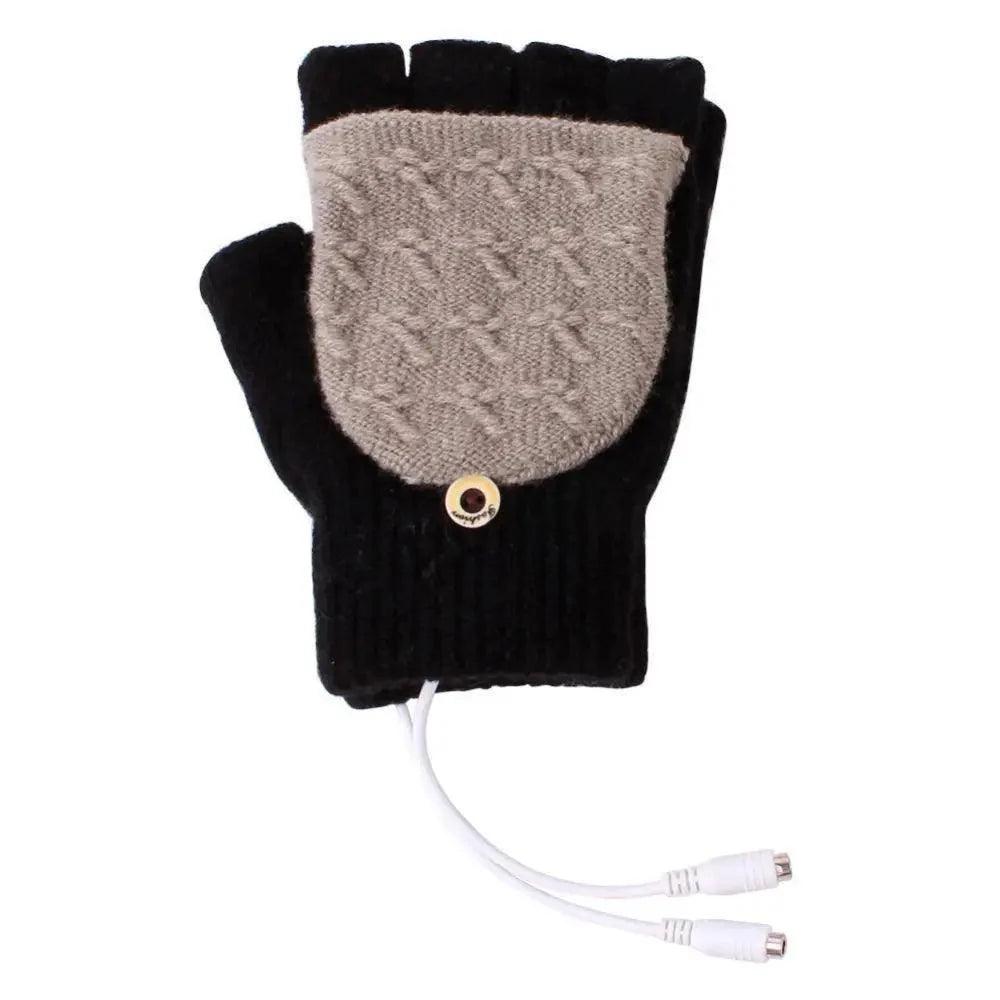 Comfortable Warm USB Heating Winter Gloves Hand Warmers Fingerless Mittens Hand Laptop Half Electric Heating Gloves Soft Hands Warmer