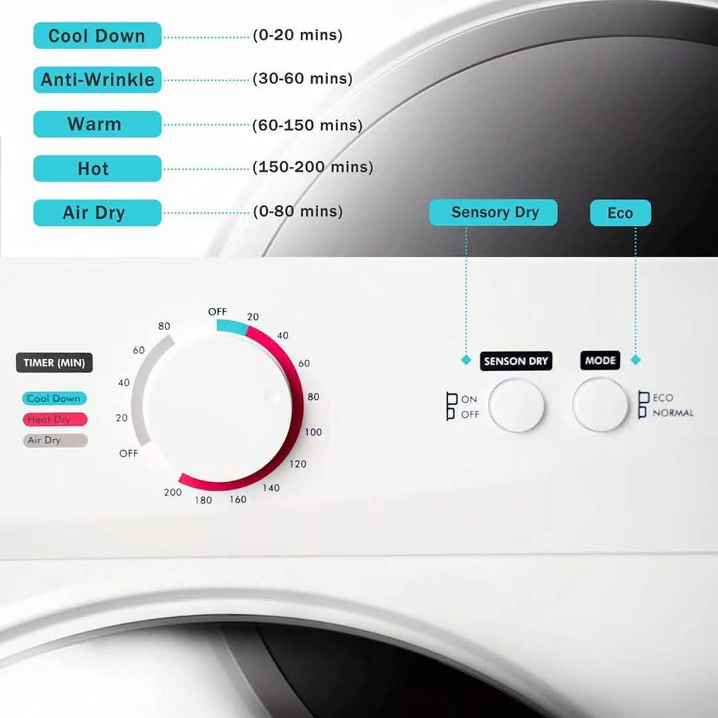 Compact Electric Clothes Dryer with Stainless Steel Tub