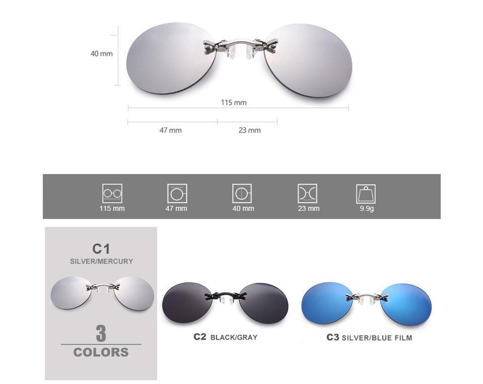 Convenient And Lightweight Sun Protection Sunglasses New Clip On Nose Glasses New Round Rimless Matrix Shape Sunglasses For Men & Women  Mini Frameless Vintage Sunglasses For men