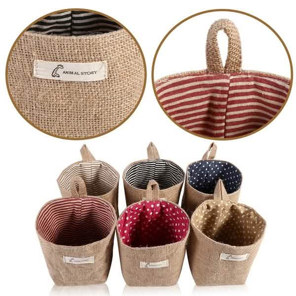 Cotton Linen Hanging Bag Home Gadget Storage Organizer