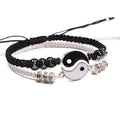 Couple Bracelets Cord Braid Chain Bracelet Alloy Pendant Two-piece Woven Rope Braid Bracelet Bangle For Women Men Charm Adjustable Black White Matching Bracelets For Couples