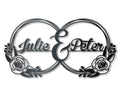 Metal Custom Couples Rose Rings Wall Art - Custom Metal Sign - 14 Color Options