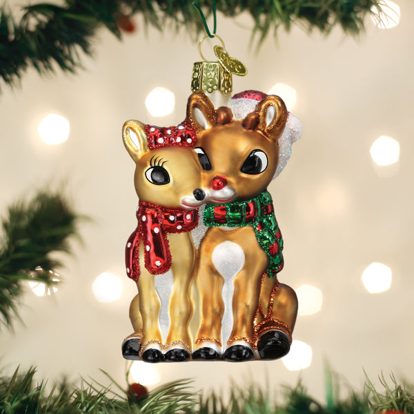 Rudolph And Clarice Glass Ornament
