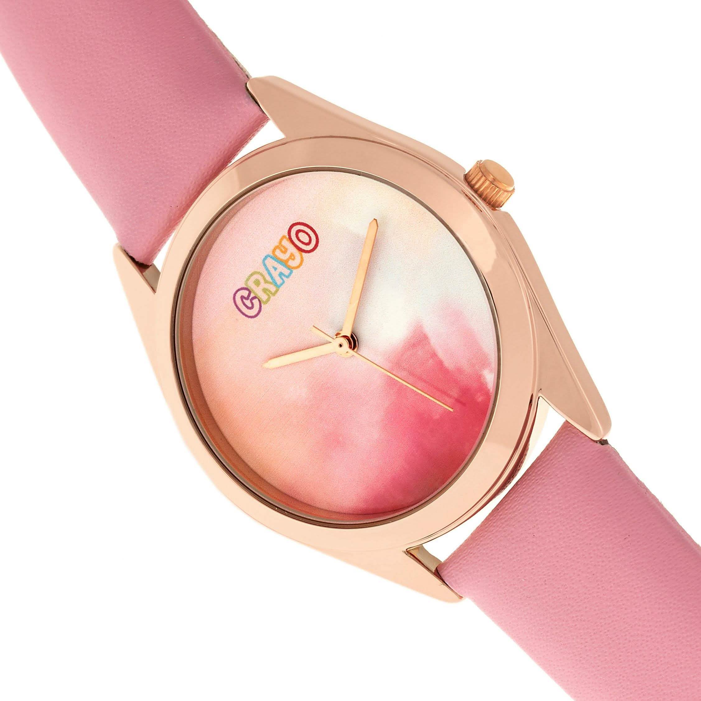 Crayo Graffiti Multicolor Dial Powder Leather Watch