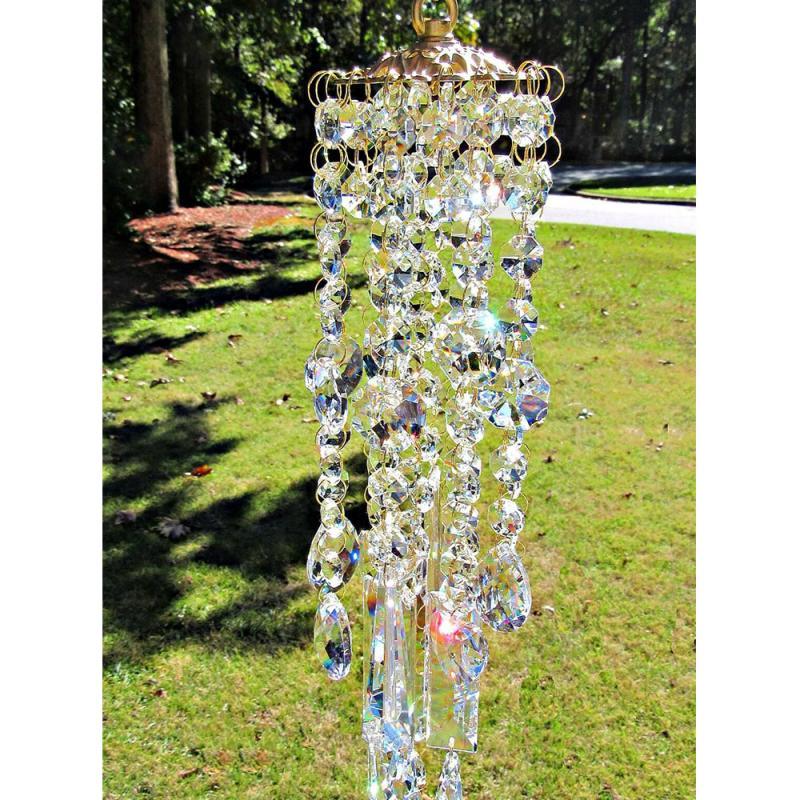 Crystal Chandelier Wind Chimes For Bedroom Outdoor Garden Yard Lawn Decoration Sun-catcher Wind Chimes Rainbow Chaser Curtain Pendant Home Decor Gift