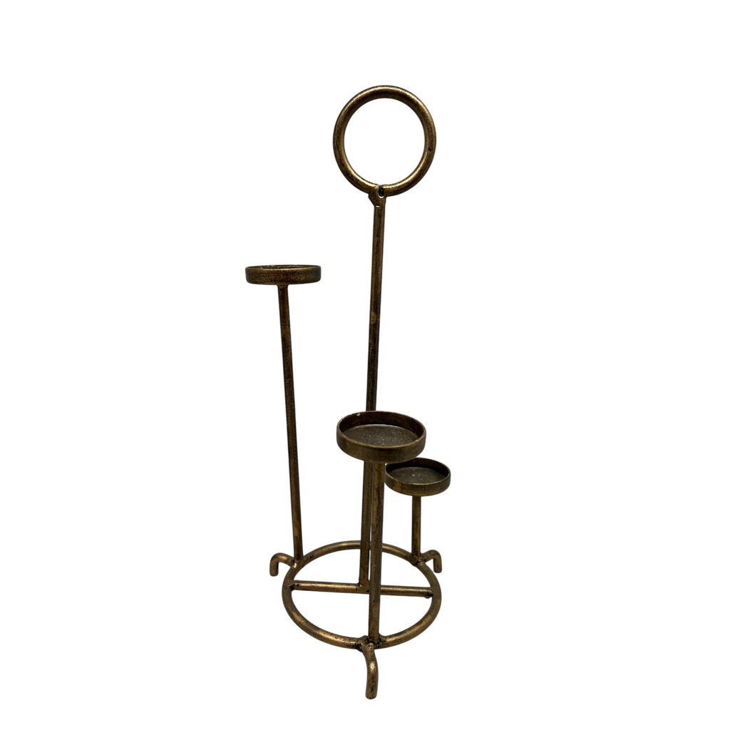 3 Level Glass Gold Candle Holder