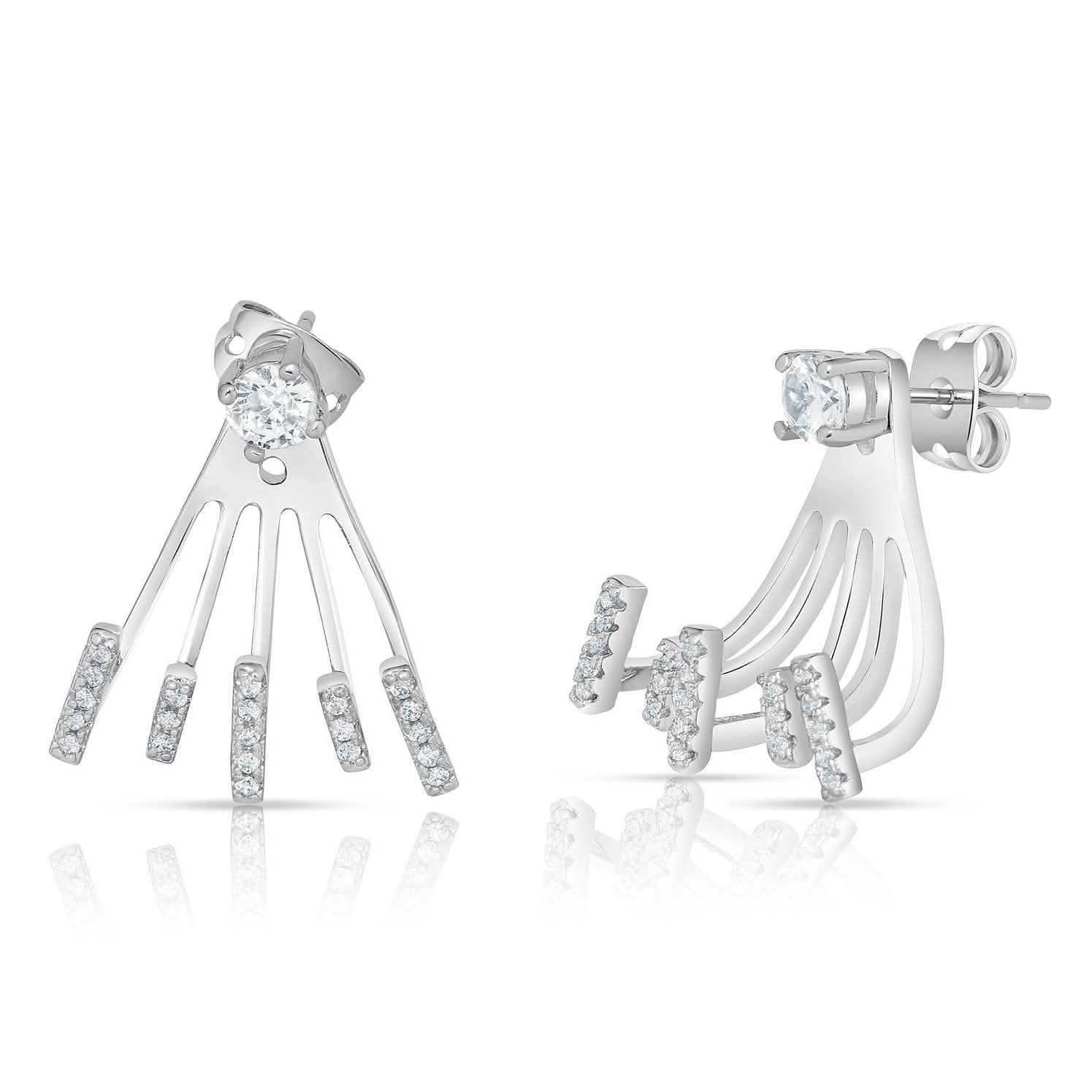 Cubic Zirconia Claw Design Earrings