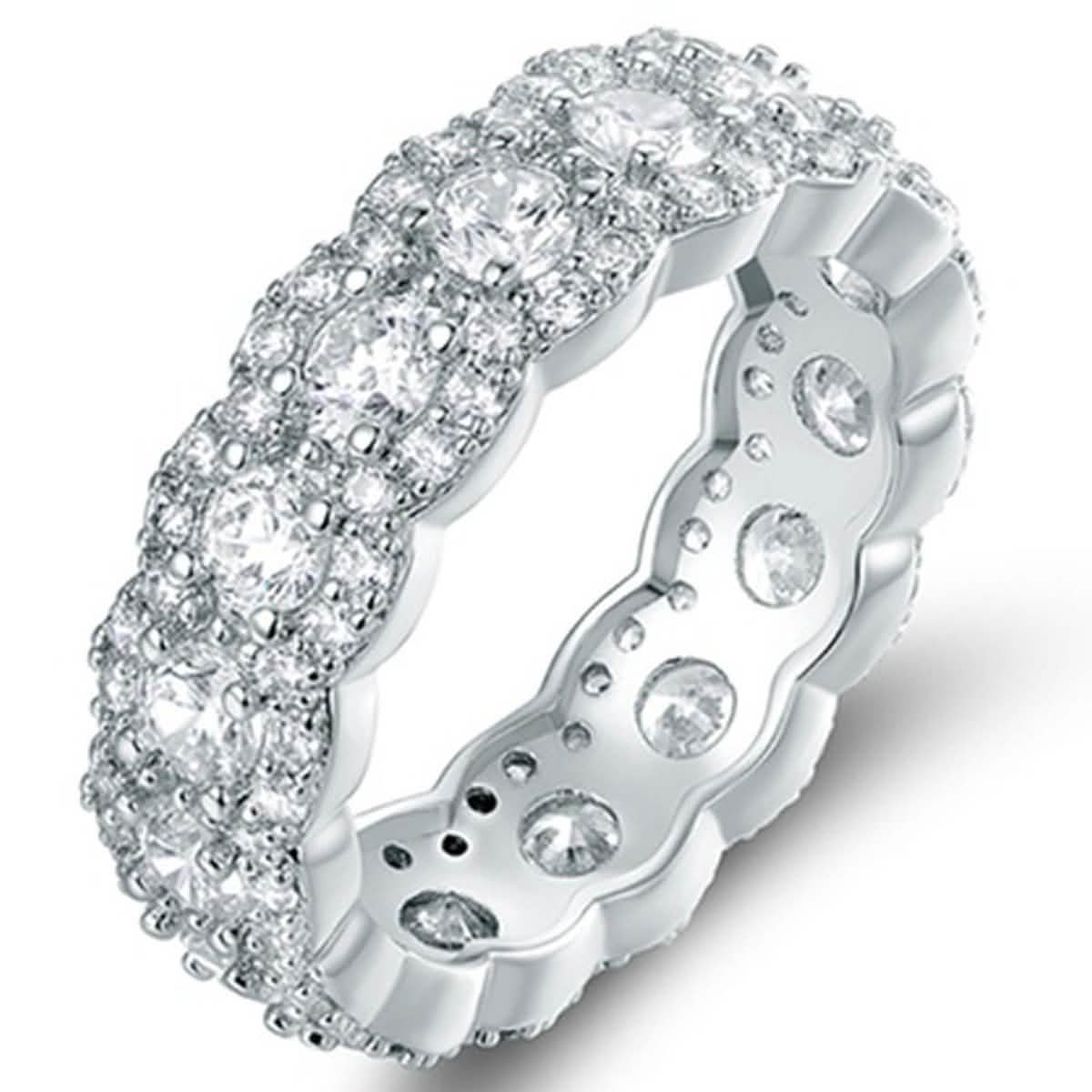 Cubic Zirconia Floral Eternity Band Ring - Assorted Sizes