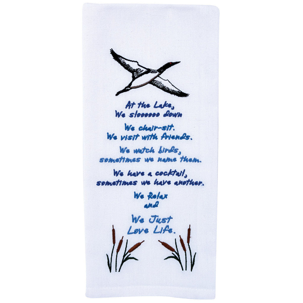 Things To Do At The Lake Embroidered Dish Towel