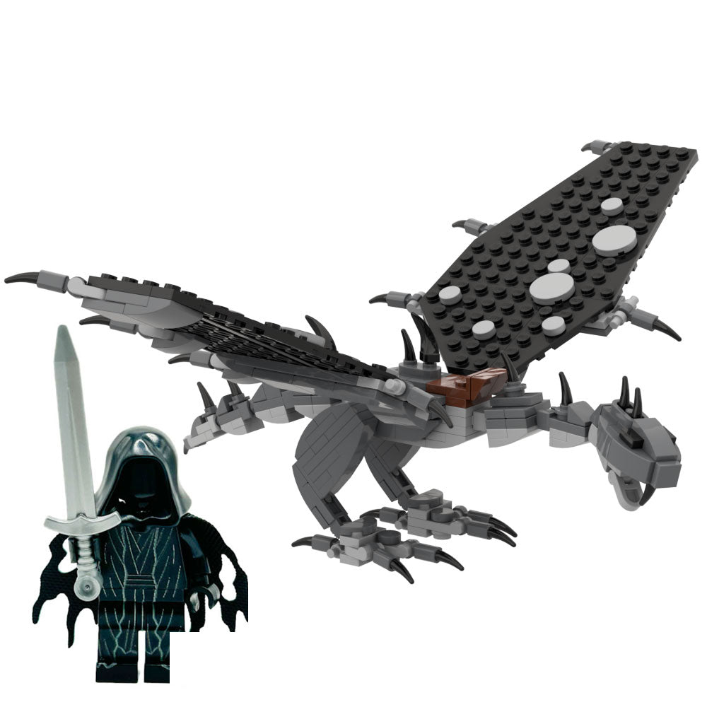 Fell Beast w/ Ringwraith Minifig Building Set made using LEGO parts - B3 Customs