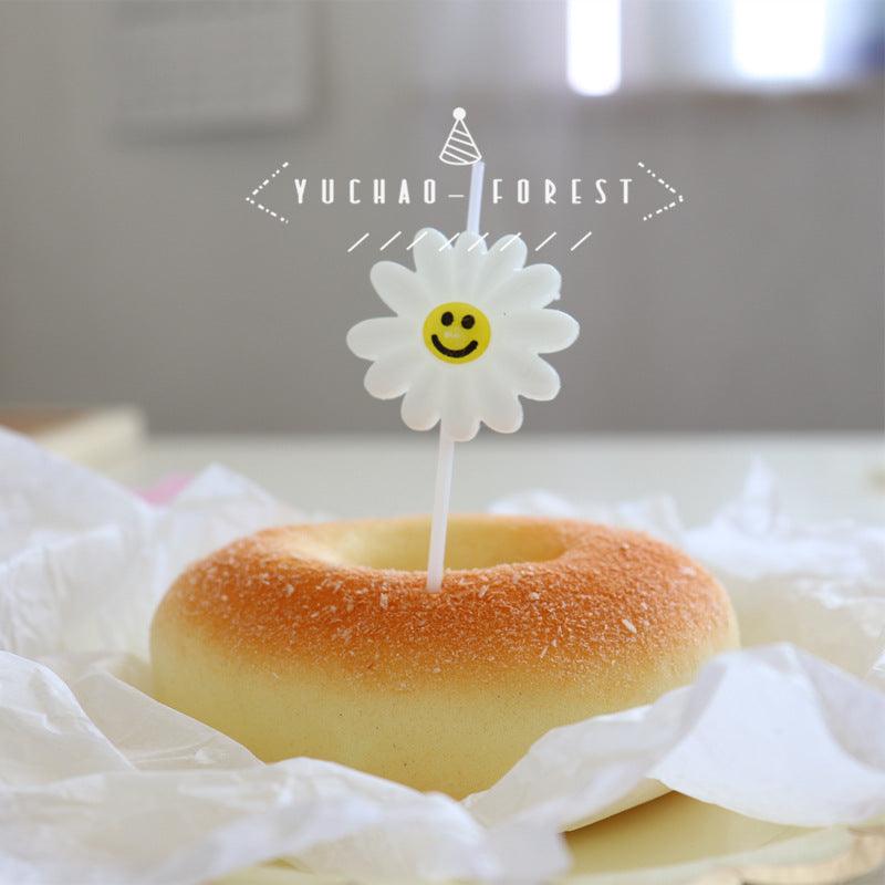 Cute Birthday Candle Daisy Birthday Candles Kids With Smiley Faces Children's Birthday Candles Birthday Cake Decorations Themed Party Supplies Lovely Flower Candles Daisy Shape
