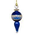 Lattice Glass Ornaments With Gold Accents - Blue Ball with Finial