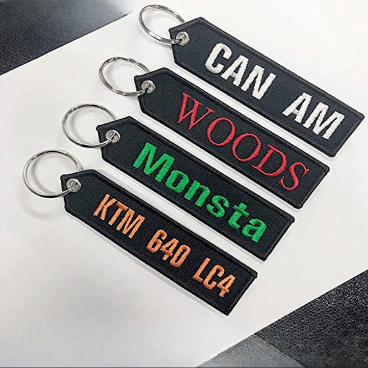 Double-sided Letter Woven Mark Embroidery Keychain Finished Decorative Materials, Luggage DIY Embroidery Key Pendant Customization