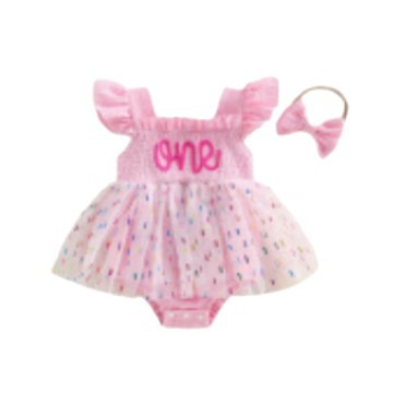 Girls And Infants Mesh Romper With A Tulle Skirt And Bow