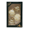 Clear and Frosted Gold Glitterlace and Braid Ball Ornaments - 4 Piece Set