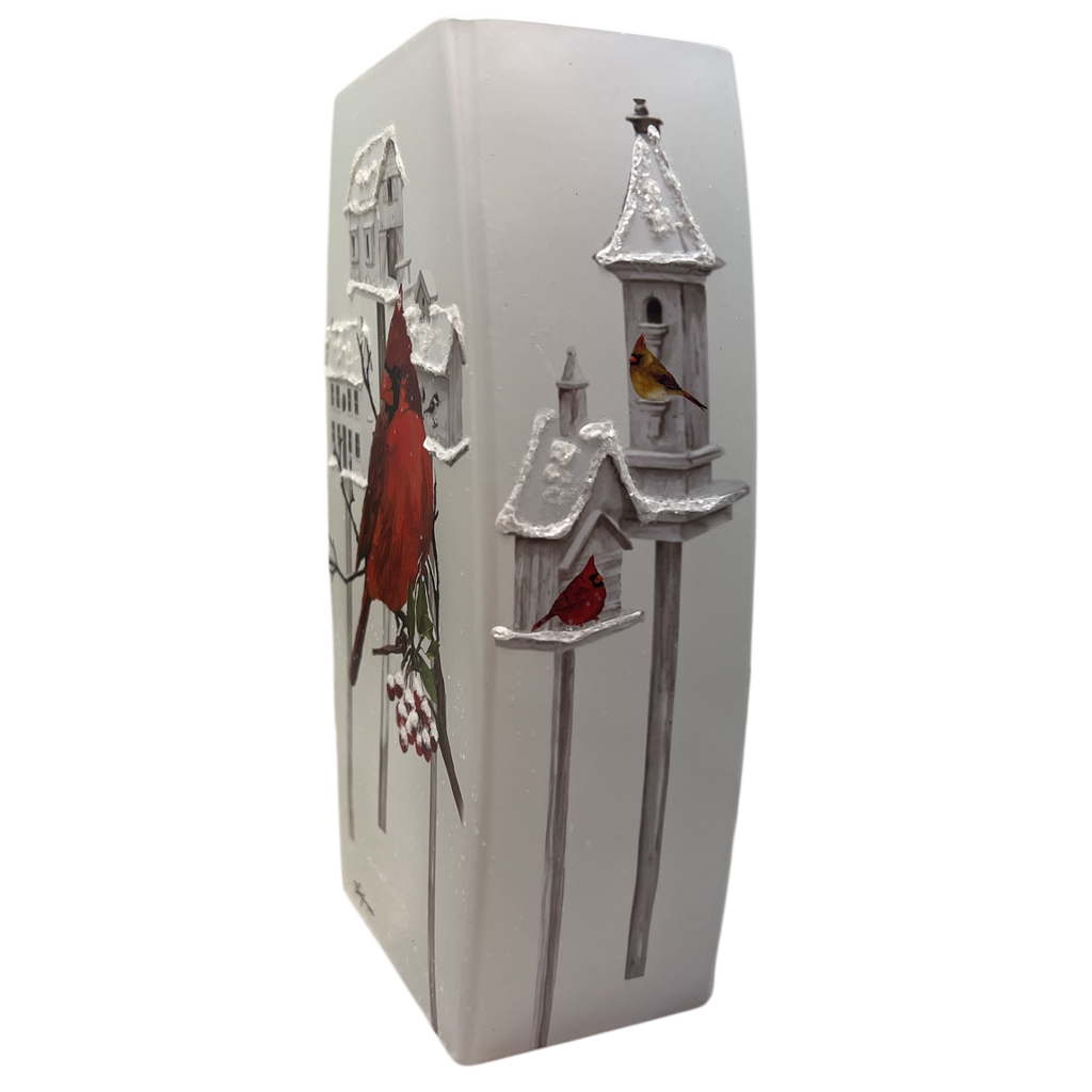 Cardinal Birdhouses Prelit Glass Vase - 1 Cardinal