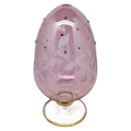 Pink Glass Egg With Floral Design