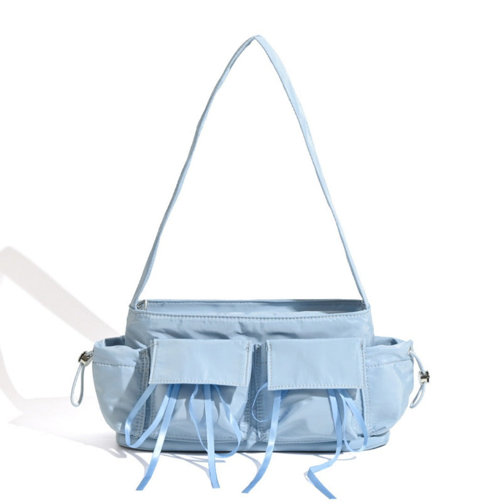 Summer nylon texture portable shoulder bag, casual shoulder bag, hobo shoulder bag, top handle shoulder purse