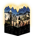 Winter Village Scene Silhouette Advent Lantern Card With Envelope