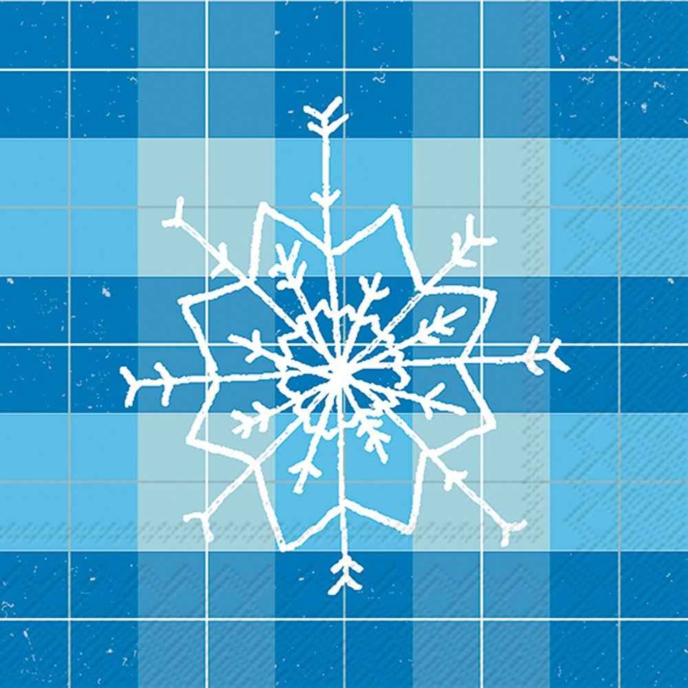 Mad For Plaid Snowflake Cocktail Napkin