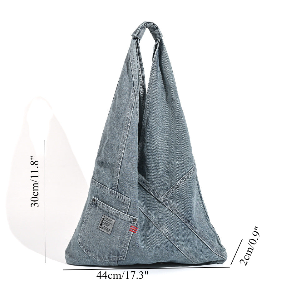 Washed denim hobo bag, shoulder shoulder bag, large capacity tote shoulder bag, handbag versatile