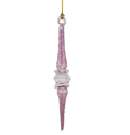 Outer Swirl Icicle Glass Ornaments - Pink - Clear Center