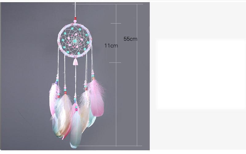 Decoration Home Dream Catchers Hanging Wall Decor Art Pendant Handmade Traditional White Cloud Dream Catcher With Led String Lights Wall Hanging Kids Room Decor Nursery Wall Art Ornament Decor Craft Gift Cute Wind Chimes National Feather Kids Girls