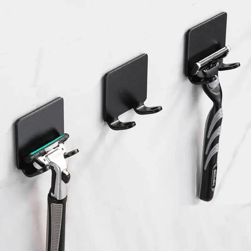 Decorative Hook 2 Pcs Punch Free Razor Holder Storage Hook Wall Men Shaving Shaver Shelf Bathroom Razor Rack Wall Bathroom Accessories