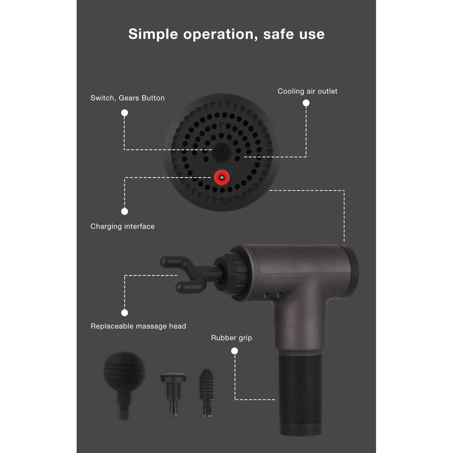 Deep Tissue Massage Gun with Interchangeable Heads