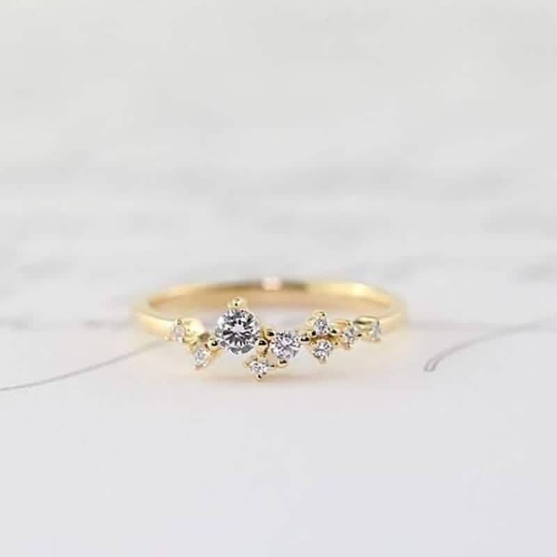 Delicate Cz Stackings Ring In 18Kt Gold