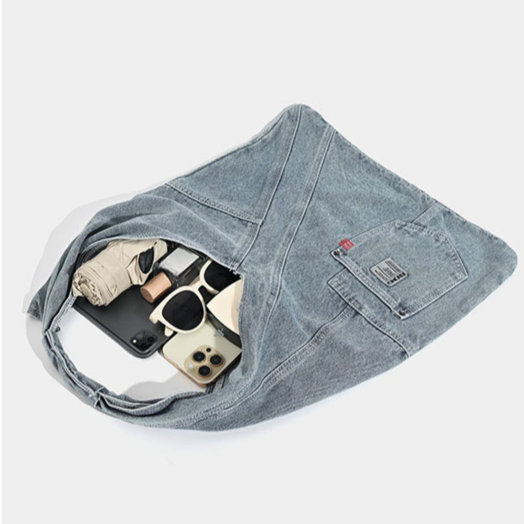 Washed denim hobo bag, shoulder shoulder bag, large capacity tote shoulder bag, handbag versatile