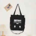 Carry letter pattern printed canvas bag, student shoulder canvas bag, shopping bag with zipper, tote canvas bag