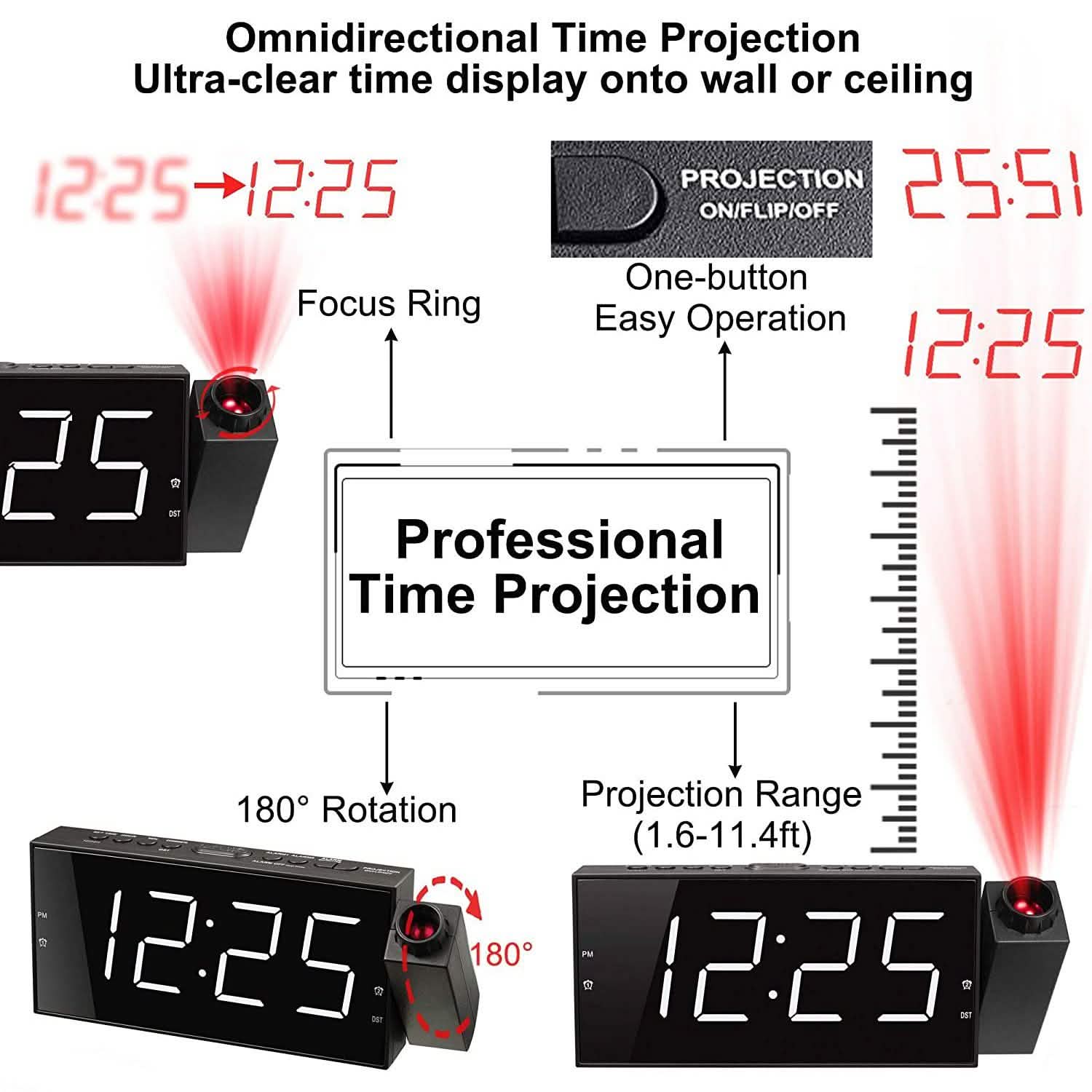 Digital Alarm Clock with Projection